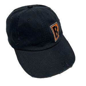 Dist Rict B Logo Black/Orange Distressed Mens Hat Adjustable Strap Baseball
